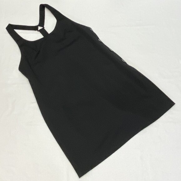 Kathie Lee Overall Racerback Side Button Back Slit Dress Jumper Sundress Black - Picture 8 of 13